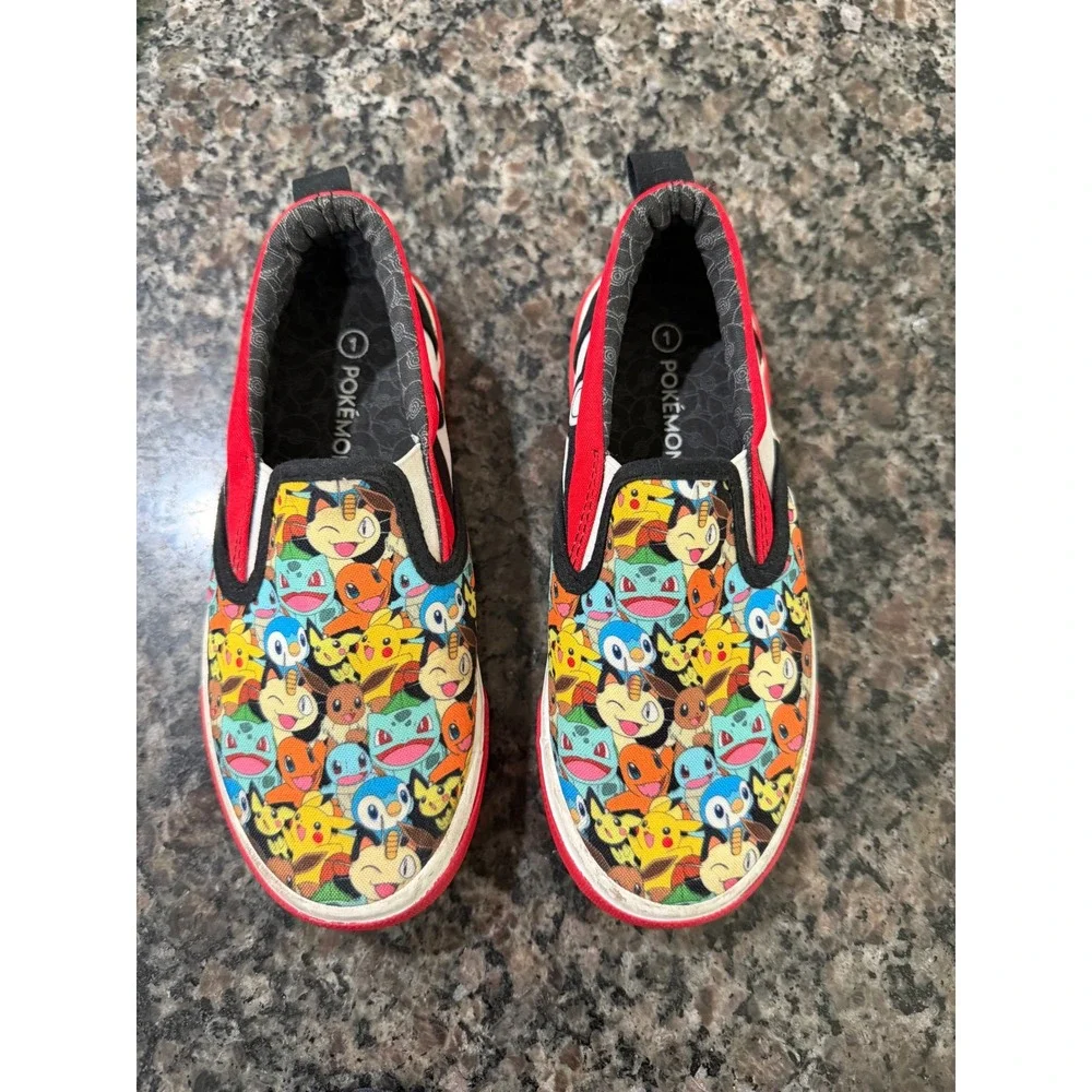Ground Up Pokemon Kids Slip On Sneakers Pikachu Character Canvas Shoes Size 1